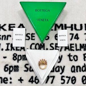 Bottega Veneta Spiki Cubic Zirconia Spiked Band Ring 925 Sterling Silver Gold